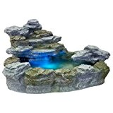 STILISTA® Mystischer Steinoptik Gartenbrunnen OLYMP, 100x80x60, inkl. Pumpe, Beleuchtung rot blau gelb grün