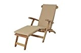 Stuhlauflage für Deckchair, Garten-Stuhl Auflage, Farbe beige, Sitzkissen für Garten-Möbel, Balkon-Liegestuhl Sitzauflage, Polster für Terrassenliege waschbar