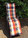 SUN GARDEN Deckchair- Liegen Auflage Maße: 175x52x8cm Dessin 10475-700 Farbe Terracotta/Grau kariert in versch. Nuancen