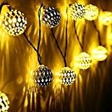 SunJas 10 LEDs 3,5 Meter Solar Outdoor Lichterketten Wasserdicht Lampe Leuchte mit Marokko-Ball Design Innen- und Außen Weihnachtsbeleuchtung für Garten ...