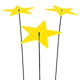 SUNPLAY Sonnenfänger "Sterne Lisa" in GELB, 3 Stück je 20 cm Durchmesser im Set + 70 cm Schwingstäbe