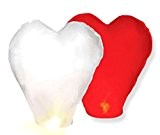 Sylaterne Himmelslaterne Skylaternen XXL Laterne Herz rot / reinweiß Herzballon Ballon Skyballon Hochzeit Liebe von Haus der Herzen ® (2)