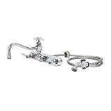 T&S Brass B-1157 Work Board Faucet, Wall Mount, 8 Centers, 8 Swing Nozzle with Diverter, Hose, Spray Valve by T&S ...