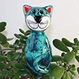 Tangoo Keramik Katze MINI türkis Effektglasur mit Sprenkeln