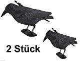 Taubenschreck 2 STÜCK schwarzer Rabe Kunststoff mit Stab & Füßen Taubenabwehr