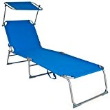 TecTake® Gartenliege Sonnenliege Strandliege Freizeitliege mit Sonnendach 190cm blau