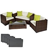 TecTake® Hochwertige Alu Luxus Lounge Set Poly-Rattan Sitzgruppe braun schwarz mit 2 Bezugsets und 4 extra Kissen mit Edelstahlschrauben