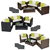 TecTake Hochwertige Alu Luxus Lounge Set Poly-Rattan Sitzgruppe Gartenmöbel mit 2 Bezugsets + 4 extra Kissen mit Edelstahlschrauben -diverse Farben- ...