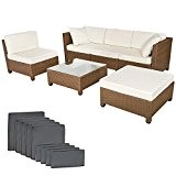 TecTake Hochwertige Luxus Lounge mit 2 Bezugssets Poly-Rattan Aluminium Sitzgruppe Sofa Rattanmöbel Gartenmöbel mit Edelstahlschrauben braun