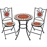 TecTake Robustes und Hochwertiges Mosaik Gartenmöbel Set 2 Stühle und Tisch terracotta