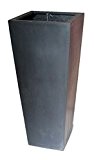 TERAMICO LIGHT - STONE Vase Quadrat Hoch 100 Schwarz groß Blumentopf Pflanzgefäß Pflanzkasten Pflanzkübel FROSTFEST besser als Fiberglas Rechteckig L: ...