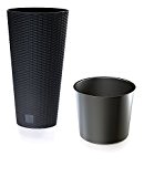 Terra Vase Rato aus Kunststoff mit Einsatz, Grau, 30x57,2 cm