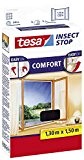 tesa Fliegengitter Comfort für Fenster - beste tesa Qualität - anthrazit, durchsichtig (2er Pack, 1.30 m x 1.50 m)