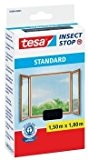 tesa Fliegengitter für Fenster Standard, anthrazit, leichter Sichtschutz, 1,5m x 1,8m durchsichtig