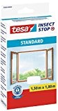 tesa Fliegengitter für Fenster Standard, leichter Sichtschutz, 1,5m x 1,8m (2er Pack, weiß)