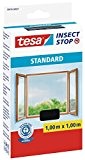tesa Fliegengitter für Fenster, Standard Qualität (1m:1m / 4er Spar-Pack, anthrazit)
