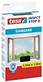 tesa Fliegengitter für Fenster, Standard Qualität, anthrazit, durchsichtig, 1,1m x 1,3m