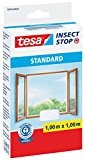tesa® Insect Stop Fliegengitter STANDARD für Fenster, leichter Sichtschutz (1,30 m x 1,50 m / 5er Spar-Pack, weiß)