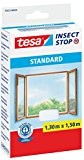 tesa® Insect Stop Fliegengitter STANDARD für Fenster, leichter Sichtschutz (1,30 m x 1,50 m / 5er Pack, weiß)