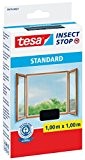 tesa® Insect Stop Fliegengitter STANDARD für Fenster, nahezu durchsichtig (1,00 m x 1,00 m / 4er Pack, anthrazit)