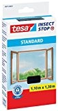 tesa® Insect Stop Fliegengitter STANDARD für Fenster, nahezu durchsichtig (1,10 m x 1,30 m / 4er Pack, anthrazit)