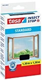tesa® Insect Stop Fliegengitter STANDARD für Fenster, nahezu durchsichtig (1,30 m x 1,50 m / 5er Spar-Pack, anthrazit)