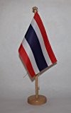 Thailand Tischflagge 15x25 cm in Profiqualität, mit 42 cm Massivholz - Tischständer
