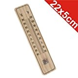 Thermometer Außenthermometer 22x5cm Holz Grad Fahrenheit Innen Außen