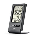 Thermometer Hygrometer,Levin Wetterstation für Home und Office mit LCD-Schirm-Monitor,Digital-Wecker, Weatherprophet und Digital-Kalender(Schwarz)