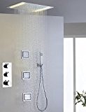 thermostatische Bad LED Dusche Wasserhahn, Wechselstrom f¨¹hrte embeded Regenduschkopf mit Massage Spr¨¹hstrahl