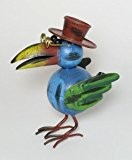 Tierfigur Metallfigur Metalldeko 'Vogel Lothar mit Brille' blau- bunt