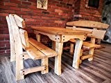 Timberline Sitzgruppe Country 130 cm rustikal Outdoor Gartenmöbel, Farbe:Teak;Material:Birke
