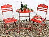 Tisch + 2 Stühle Passion Garnitur Gartenmöbel Sitzgarnitur Metall rot