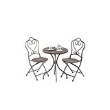Tisch + 2 Stühle - Taupe - aus Metall - METAL Bistro ' - David Tisch D.60