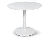 Tisch / Esstisch, rund, Platte MDF und Fuß Metall weiß hochglanz lackiert, Maße: Ø90 x H75 cm