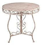 Tisch, Metall und Holz, rund, antikweiß, Shabby Chic, D 76cm
