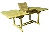 Tisch rechteckig ausziehbar aus Teak Holz Maße: 210/160x110x75