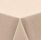 Tischdecke Leinen Optik Bügelfrei, Eckig Oval Rund Größe und Farbe wählbar, Oval 160x220 cm Sand, Beautex