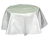 Tischdecke Wachstuch rund 120 cm mit Saum weiß ABWASCHBAR pflegeleicht Tischtuch PASPELband Küche GARTENtischdecke