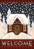 Toland Home Garden Schneebedeckte Holzhütte, Weiß/Rot