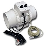 TT Hydroponic Inline Extractor Fan with Temp & Speed Control 125mm 5 dia by FANTRONIX TT In Line Mixed Flow ...