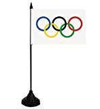 U24 Tischflagge Olympia Olympische Ringe Fahne Flagge Tischfahne 10 x 15 cm