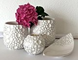Übertopf Blumentopf • Schale • Teelichthalter Keramik weiß silber • 4 Varianten zur Auswahl (Teelichthalter Ø 12 cm / 9 ...