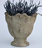 Übertopf Keramik oval, Ornamente Fleur de Lys, 24x16x25 cm