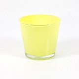 Übertopf / Runde Glas Vase ALENA, hellgelb, 15 cm, Ø 16,5 cm - Blumentopf / Dekovase - INNA Glas