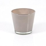 Übertopf / Runde Glas Vase ALENA, hellgrau, 15 cm, Ø 16,5 cm - Kerzenglas / Zylinder Vase - INNA Glas