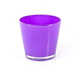 Übertopf / Runde Glas Vase ALENA, violett, 15 cm, Ø 16,5 cm - Tischvase / Blumentopf - INNA Glas