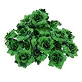 ULTNICE 50 Stück künstliche Faux Silk Blume Heads Home Party Dekoration (dunkelgrün)