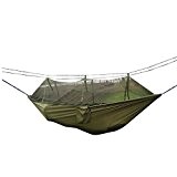 UNIQUEBELLA Hängematte [Belastung 200KG] Tragbaren Parachute Hängematte mit Moskitonetz [260 x130 cm] für Outdoor / Camping / Reisen