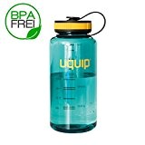 Uquip 1 Liter Tritan-Trinkflasche BPA-frei mit Schraub-Verschluss | Türkise Kunststoff-Flasche für Sport, Outdoor oder Kinder | Transparenter Trink-Becher leicht, bruchsicher ...